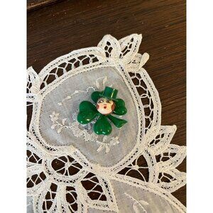 Vintage Hand Painted Shamrock Pin